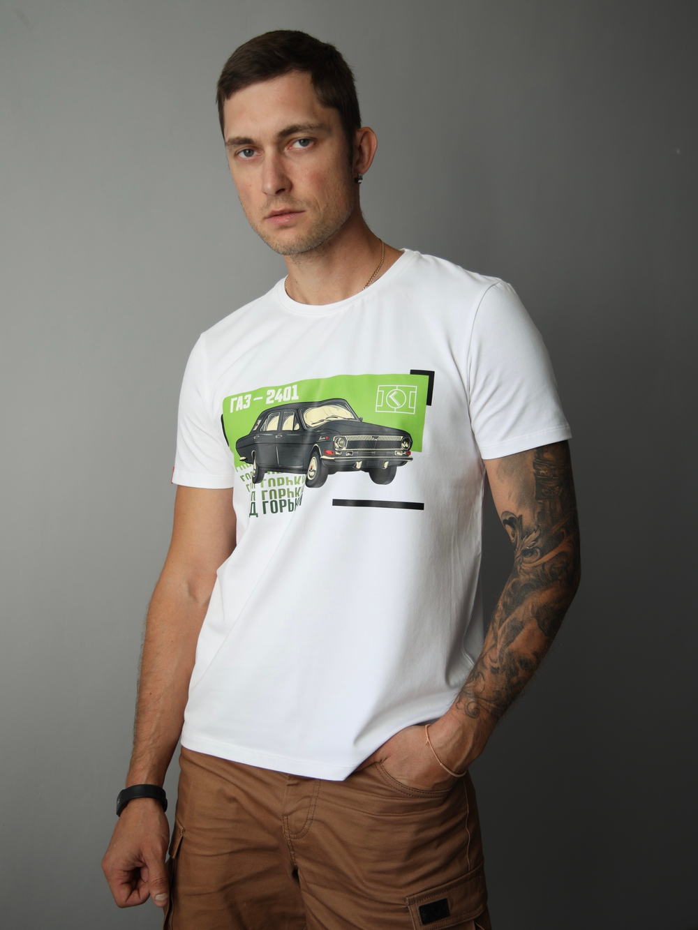 Футболка волга газ Город Горький белая