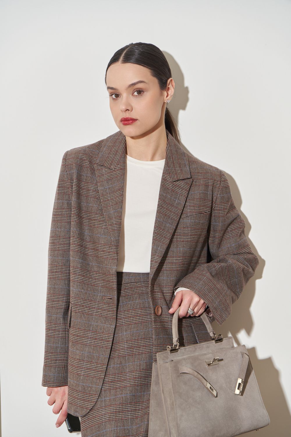 ПИДЖАК В КЛЕТКУ СЕРО-БЕЖЕВЫЙ|ОРАНЖЕВЫЙ