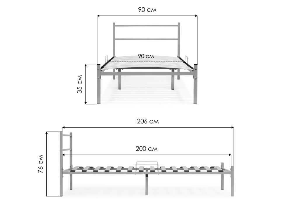 Односпальная кровать Фади 90х200 черная