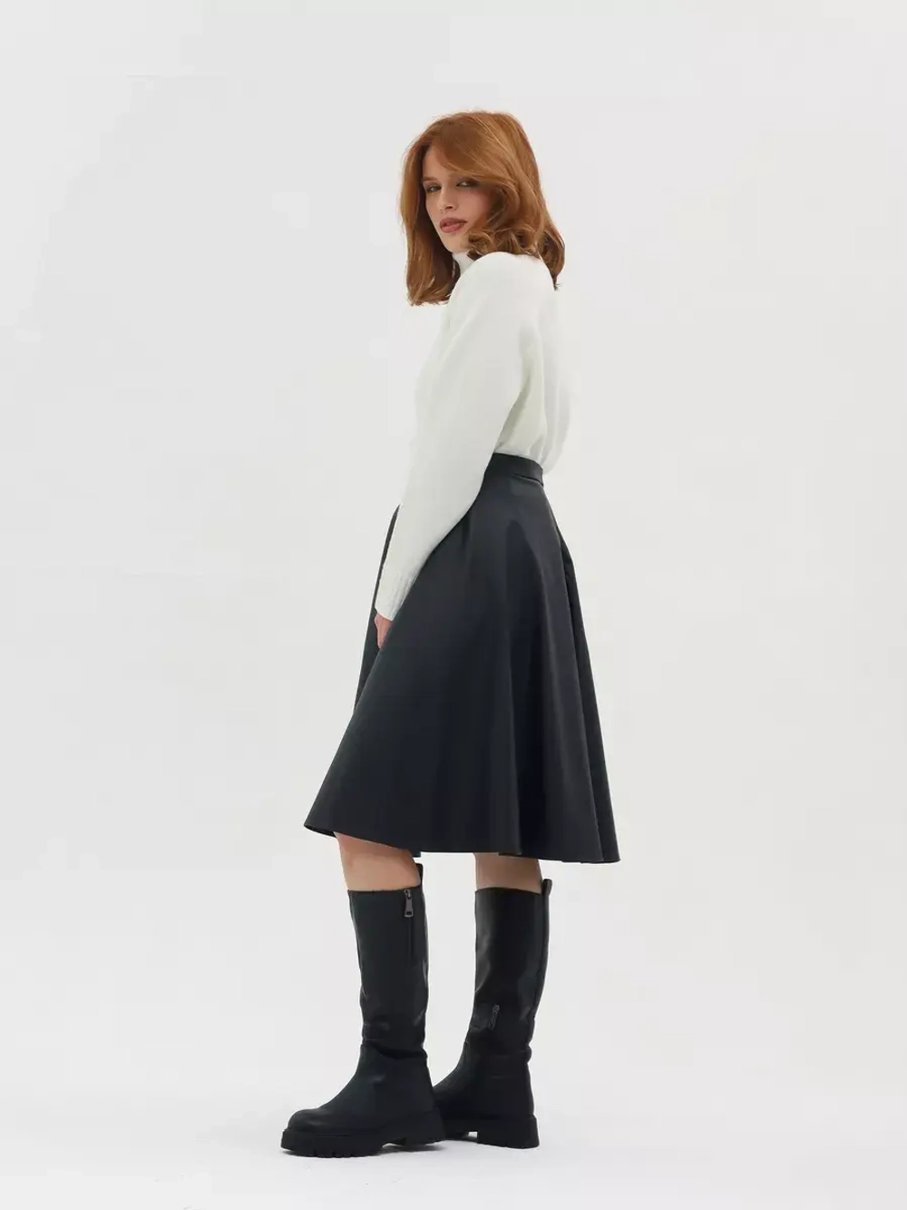 Юбка кожаная миди из экокожи