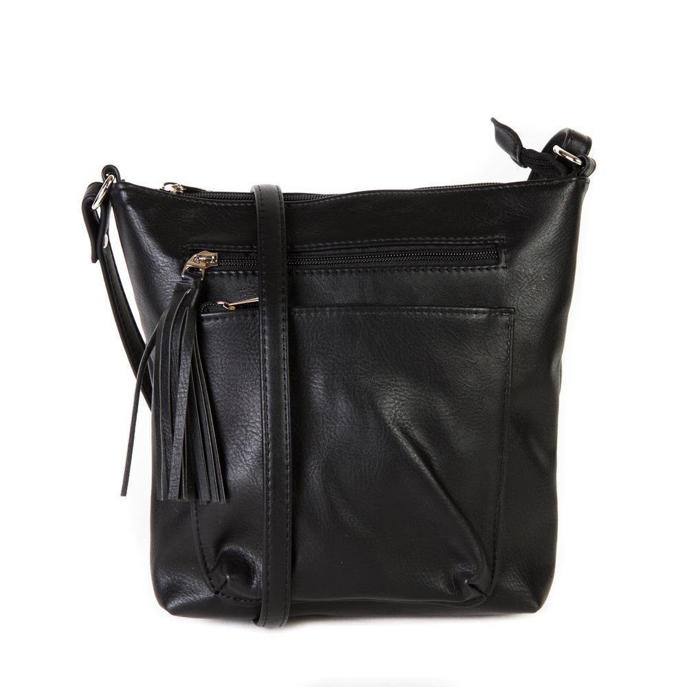 Стильная женская повседневная чёрная сумочка из экокожи Dublecity М-СД-57