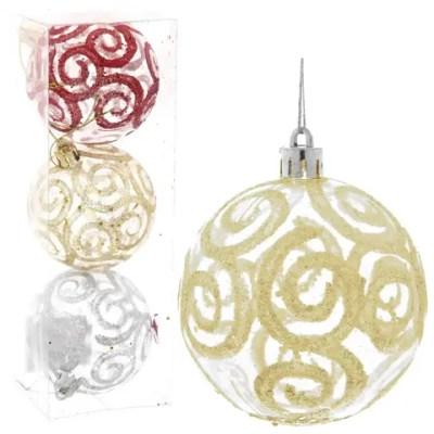 Новогодние шары 7см (набор 3шт) «Зимние узоры», микс