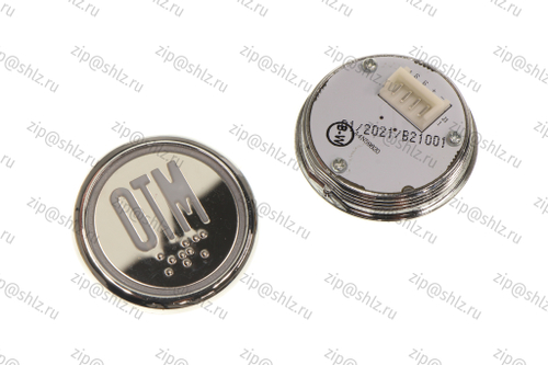 Кнопка (кнопочный модуль) BBP-R550-MRWM-S-W-OTM-C "Отмена", круглая, статическая белая подсветка, с кодом Брайля.