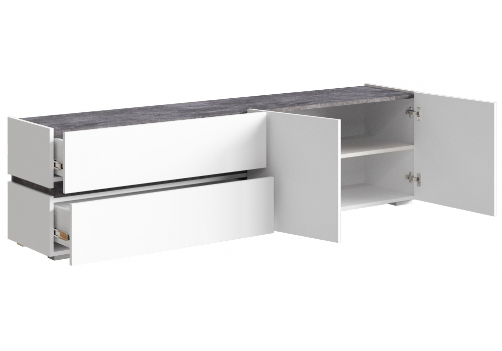 ТВ-тумба Woodville Атлон белый, бетон темный