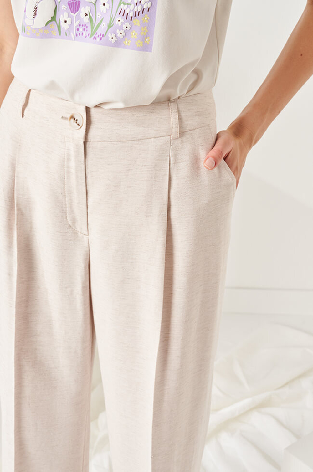 3973 Брюки женские (кремовый меланж)