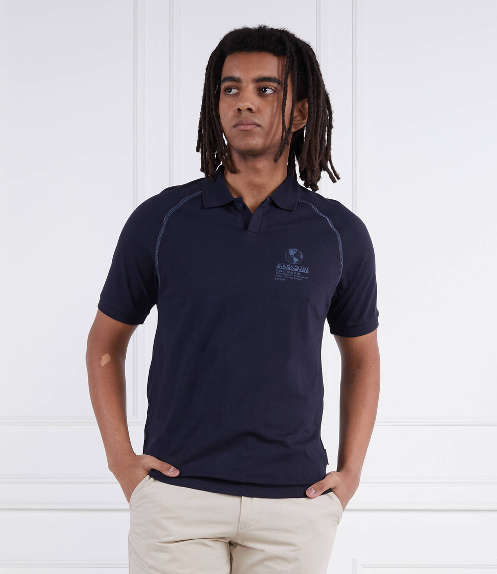 Поло E-SANTIAGO SS BRIGHTWHITE 002 Napapijri - темно-синий(NP0A4H13)