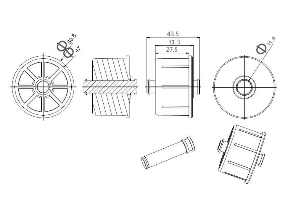Гильза с цапфой для трубы 50мм (круг)