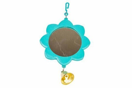 ДАРЭЛЕНД Зеркало для птиц Солнышко с колокольчиком, бирюзовое, d=70 мм