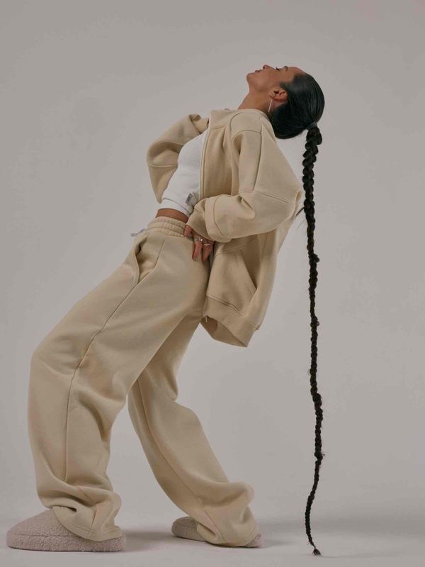 Брюки Multicolor Широкие с начесом летний песок - фото 4