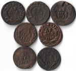 Набор медных монет Денга 1731-1754 года (7 монет) без повторов (VG-F)
