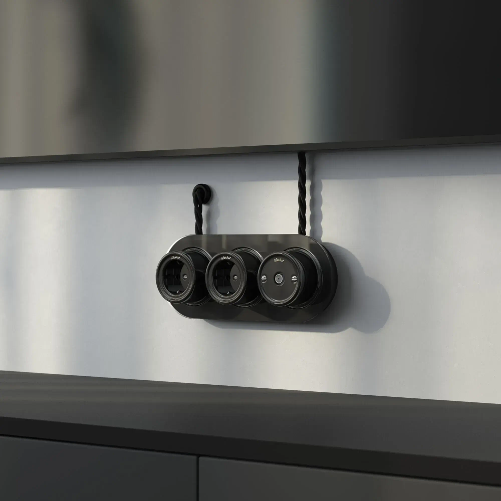 Втулка для вывода кабеля из стены 2 шт.(черный) Ретро W6421108