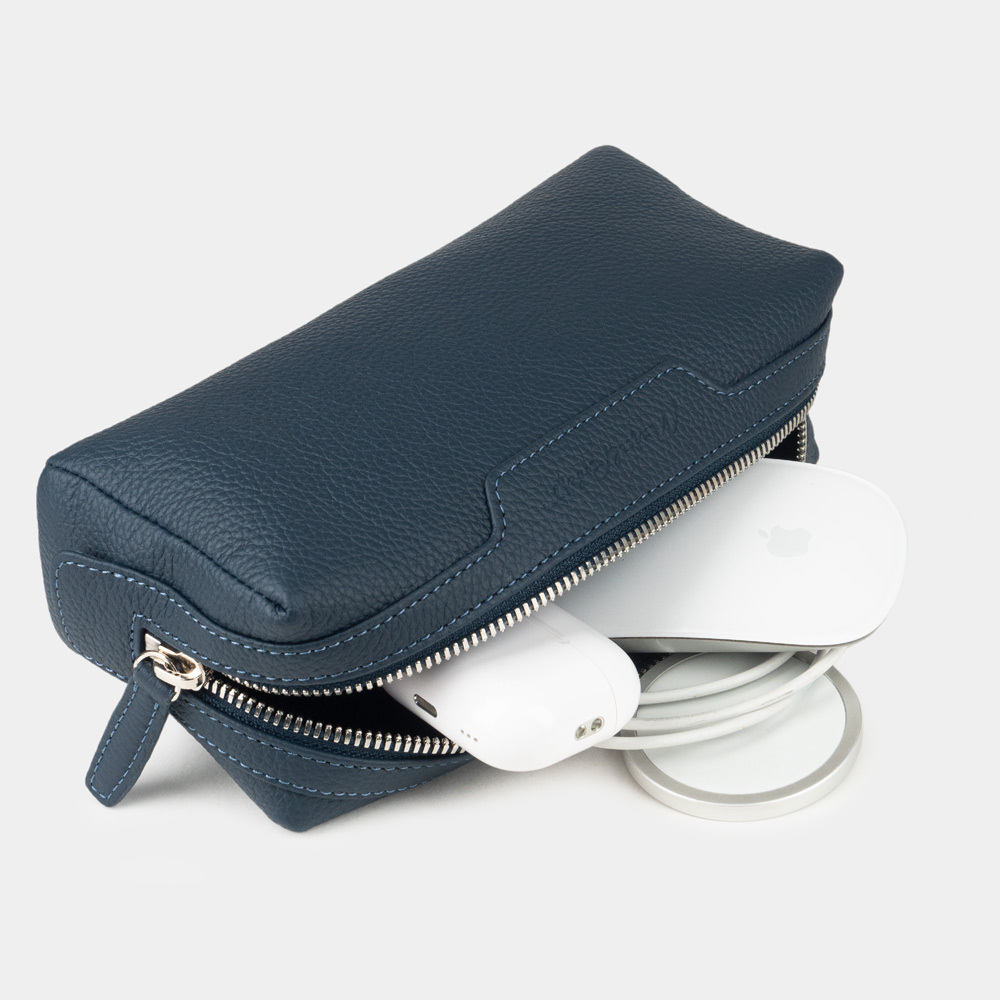 Несессер Tube из кожи теленка синего цвета