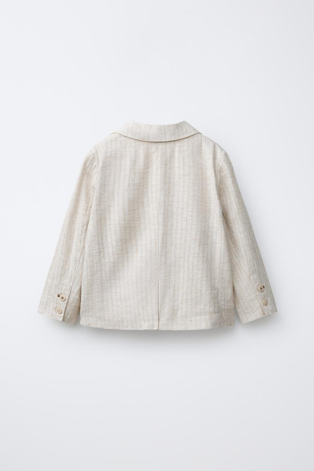 ZARA ЛЬНЯНОЙ ПИДЖАК В ПОЛОСКУ, СВЕТЛО-БЕЖЕВЫЙ