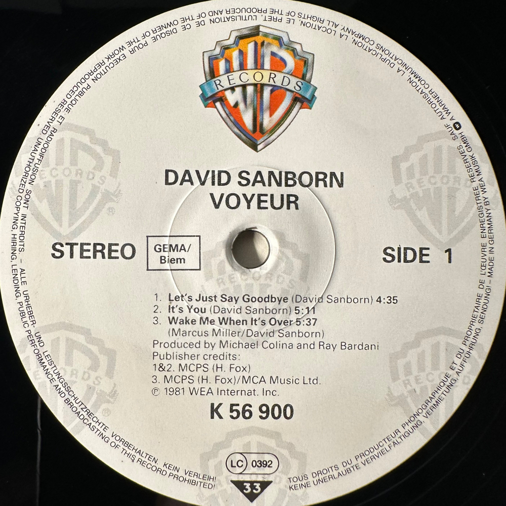 David Sanborn ‎– Voyeur (Германия 1981г.)