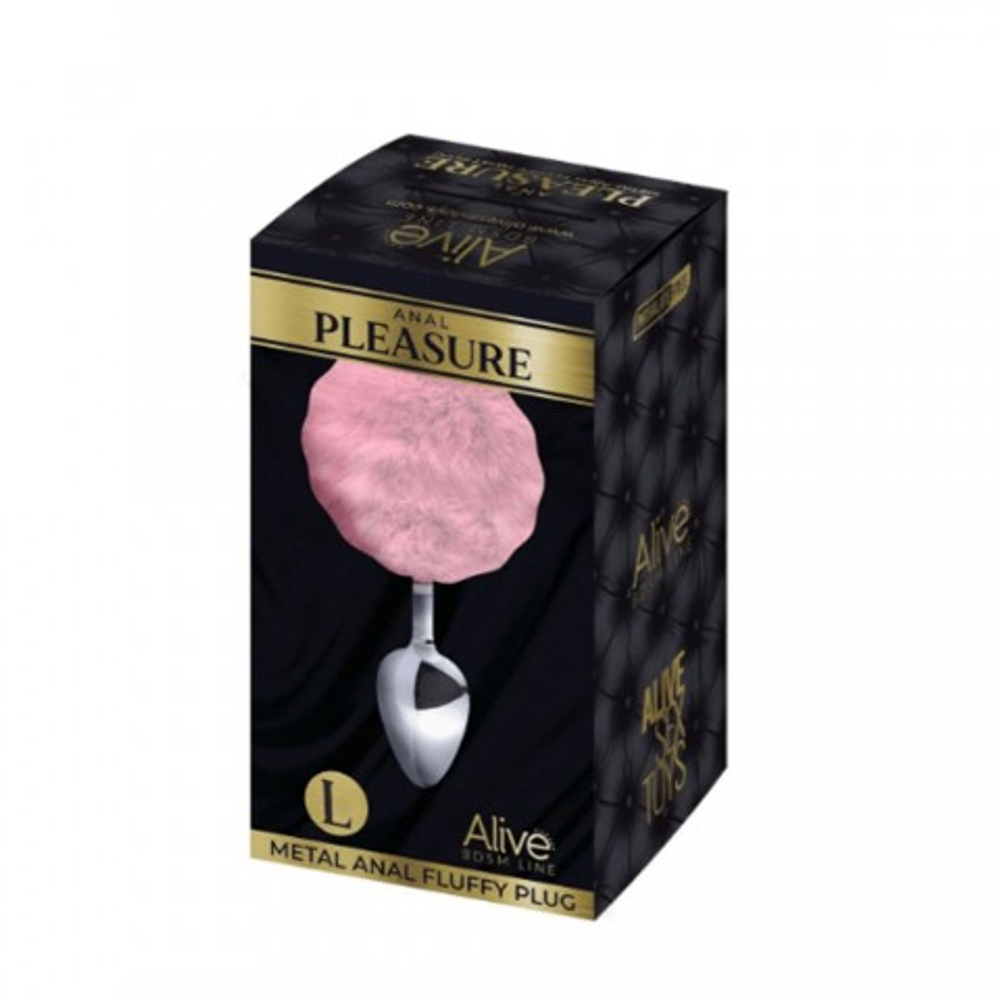 Анальный плаг Alive Fluffy розовый, L 9х4,1 см