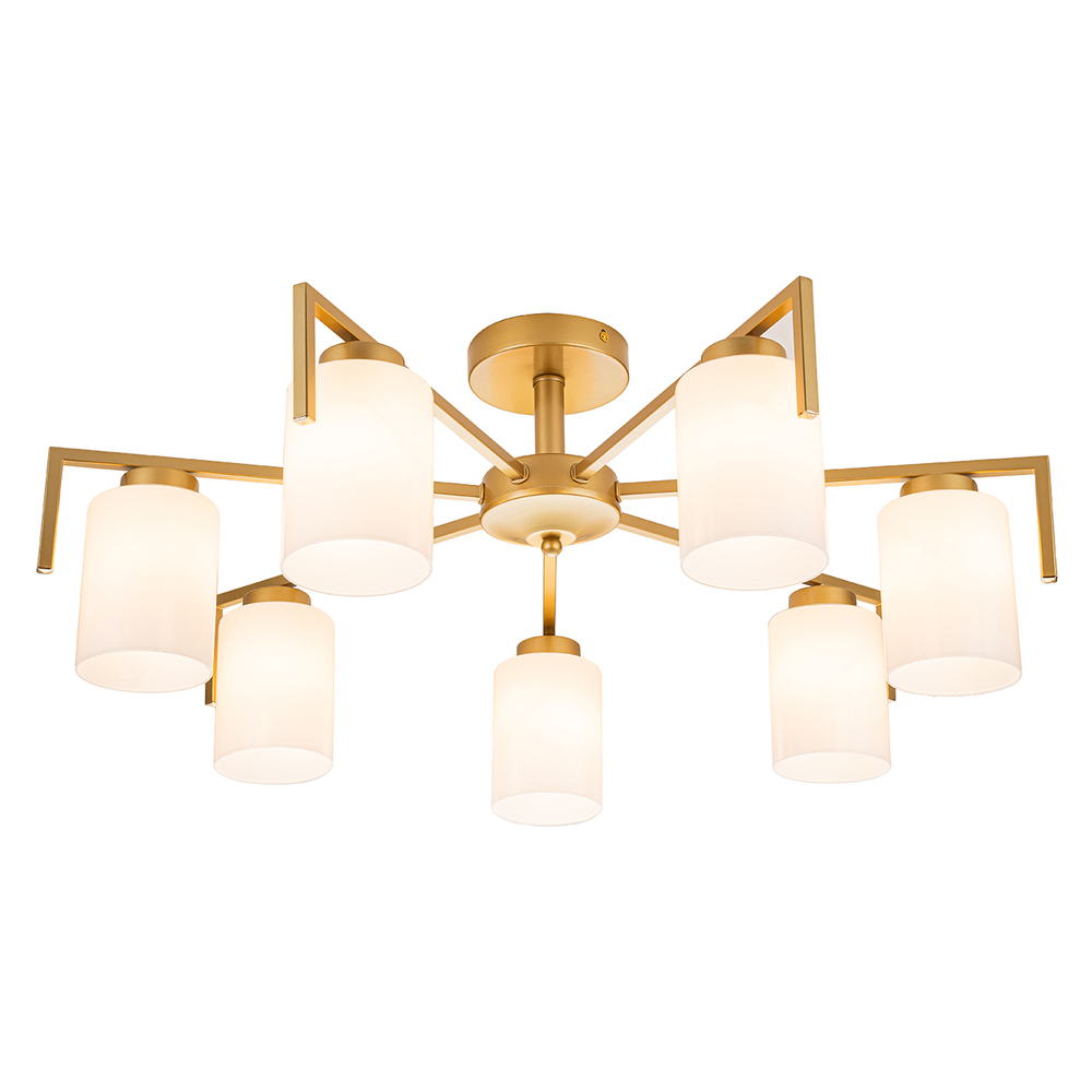 Потолочный светильник 7х60Вт E27, металл/стекло, золото