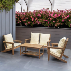 Комплект мебели поливуд Майорка, стол, двухместный диван и 2 кресла, цвет тик