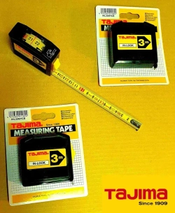 Рулетка TAJIMA In Lock (INL30MY) 3м/13мм, с окошком для внутренних измерений,2-х сторонняя шкала