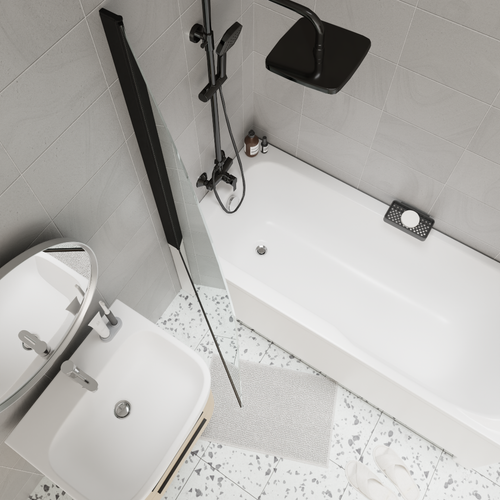 Шторка F04B для ванной, распашная PARLY (130x75)