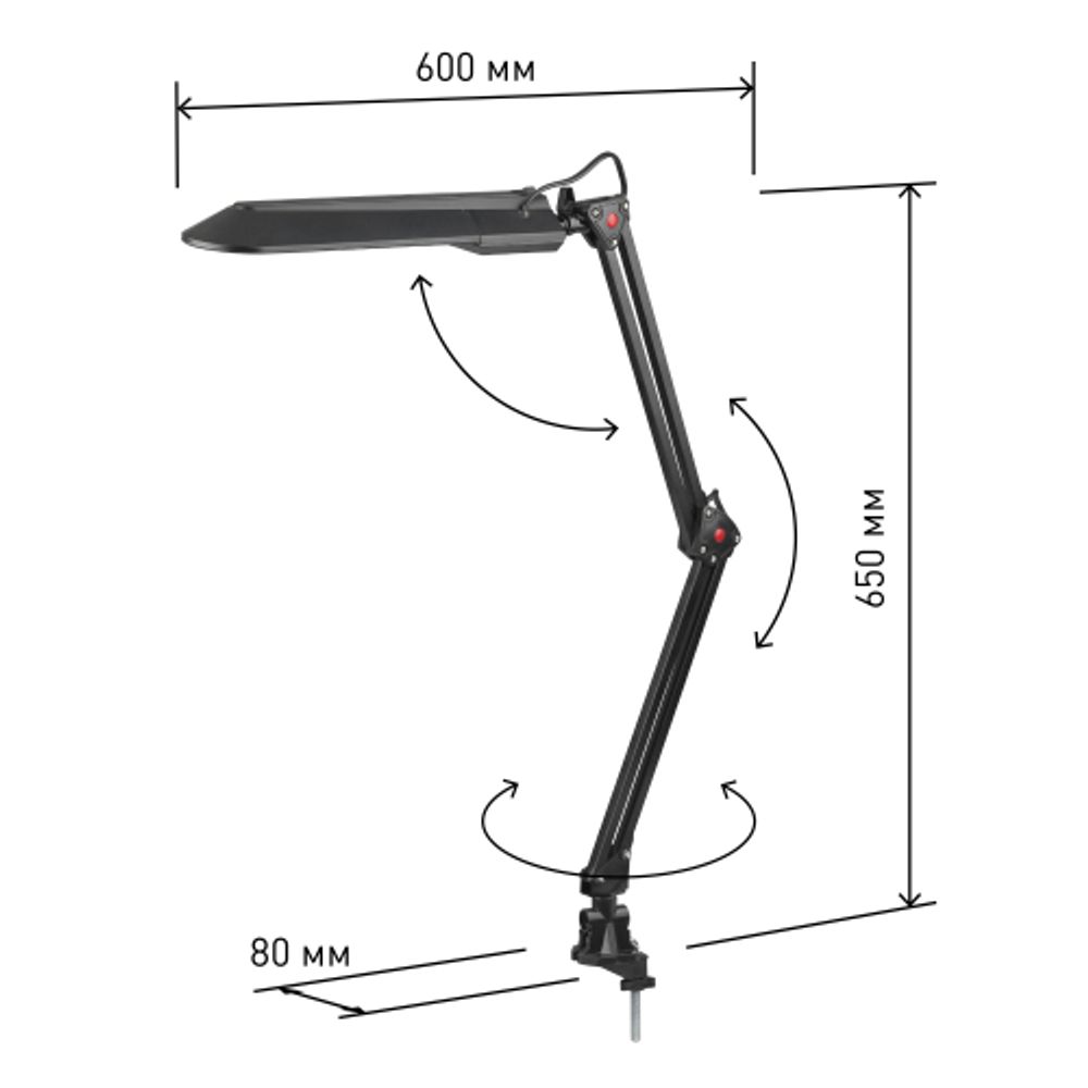 Настольный светильник ЭРА NL-201-G23-11W-BK с лампой PL на струбцине черный | Настольные светильники под лампу