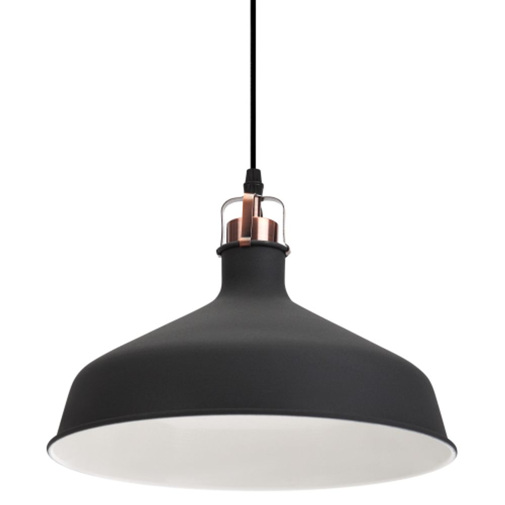 Светильник подвесной (подвес) ЭРА PL2 BK/RC металл, E27, max 60W, высота плафона 200мм, подвеса 780мм, черный/медь | Подвесы в стиле LOFT
