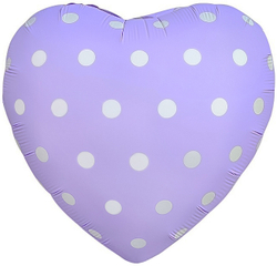 Купить фольгированное сердце фиолетового цвета в кремовый горошек