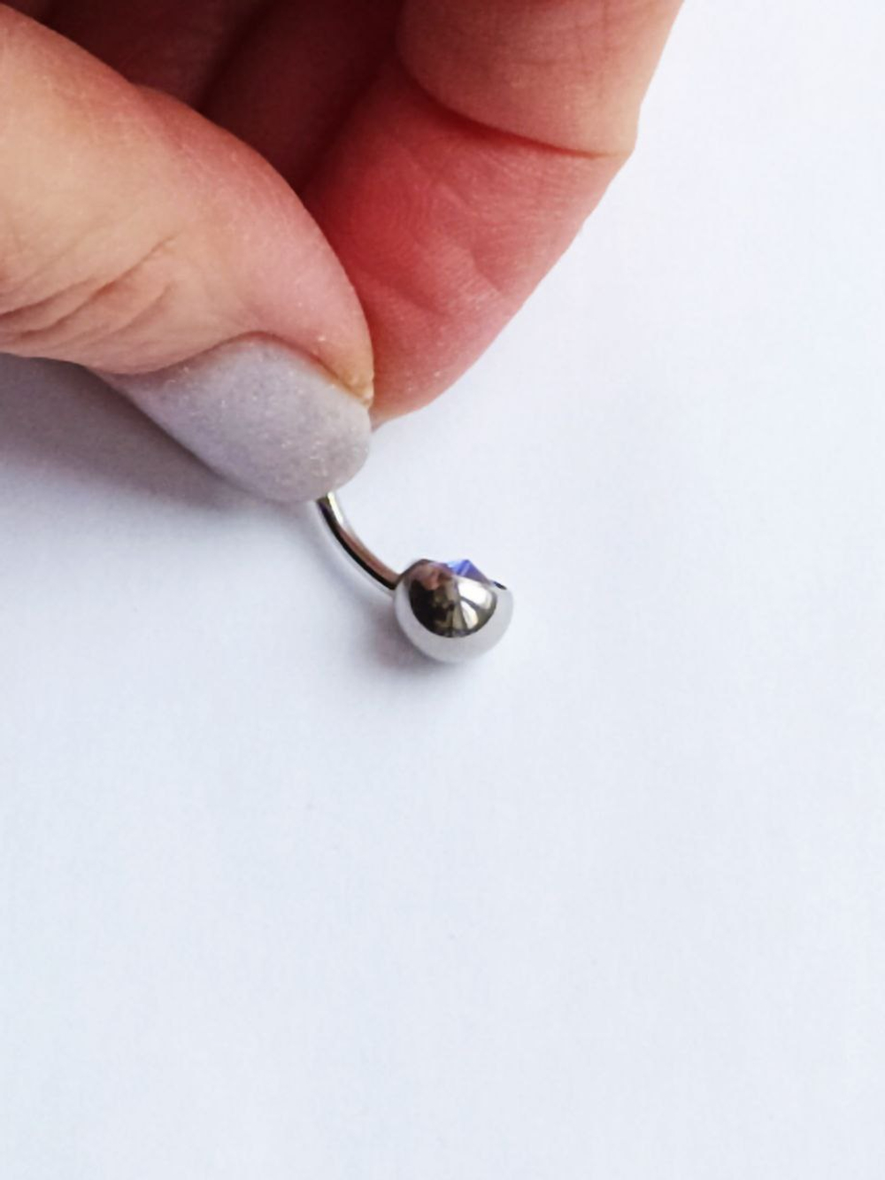 Банан для пупка, 1,6 х 10 мм, с камнем-конусом, сине-фиолетовый