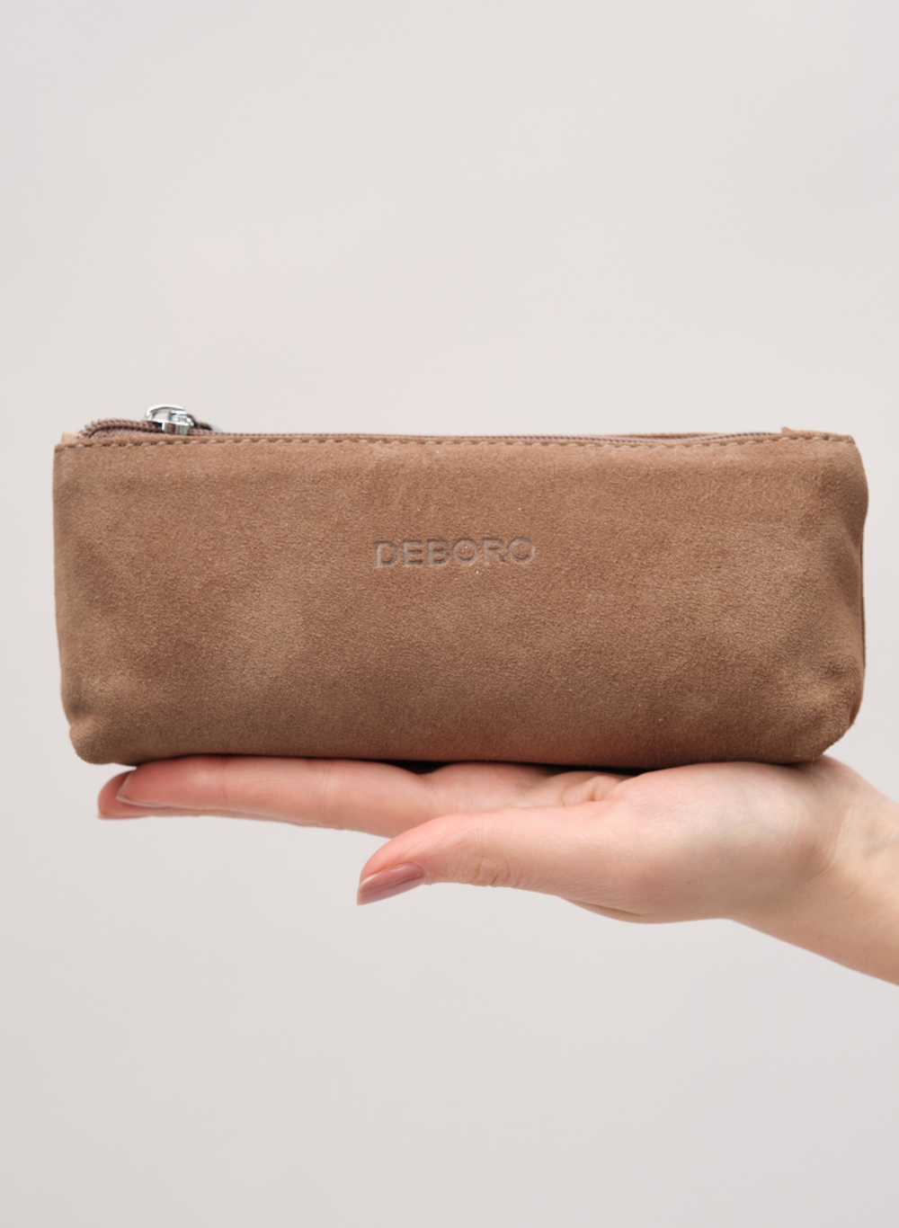 Замшевая косметичка Deboro 17-96 серо-коричневый