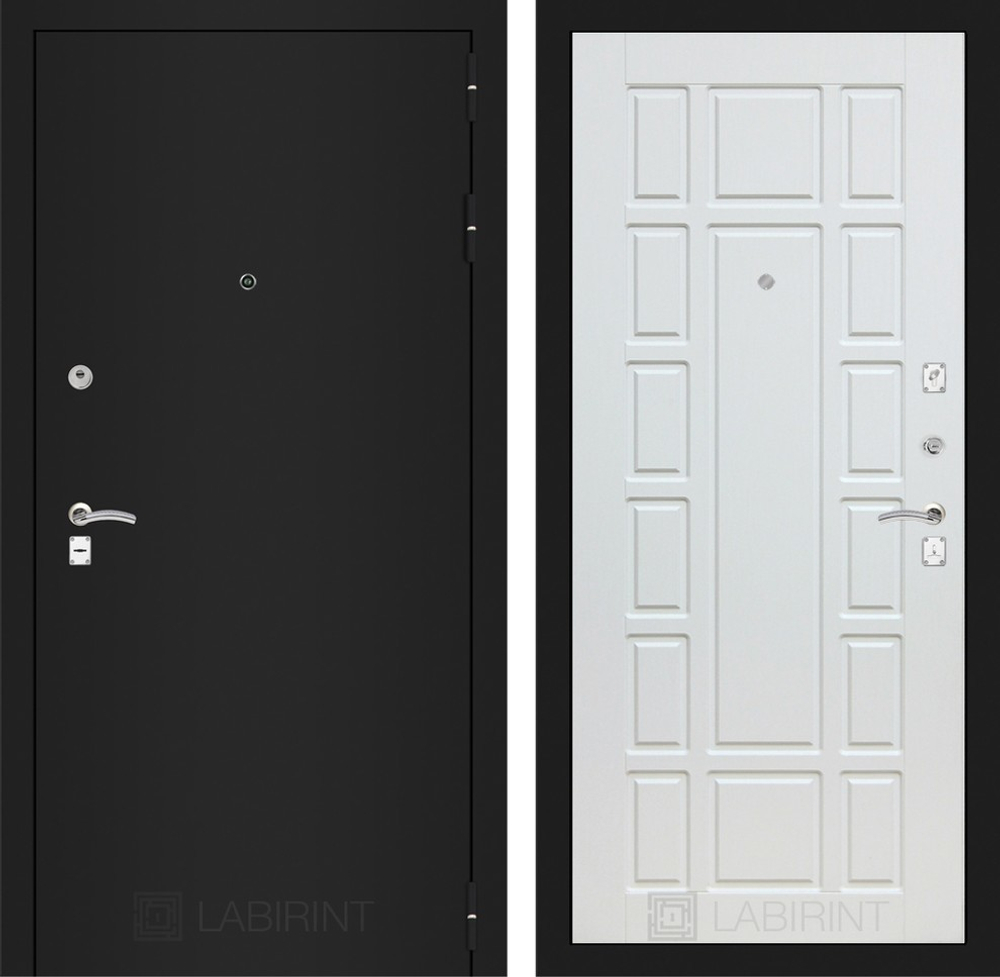 Входная металлическая дверь Лабиринт Classic (Классик) шагрень черная 12 - Белое дерево