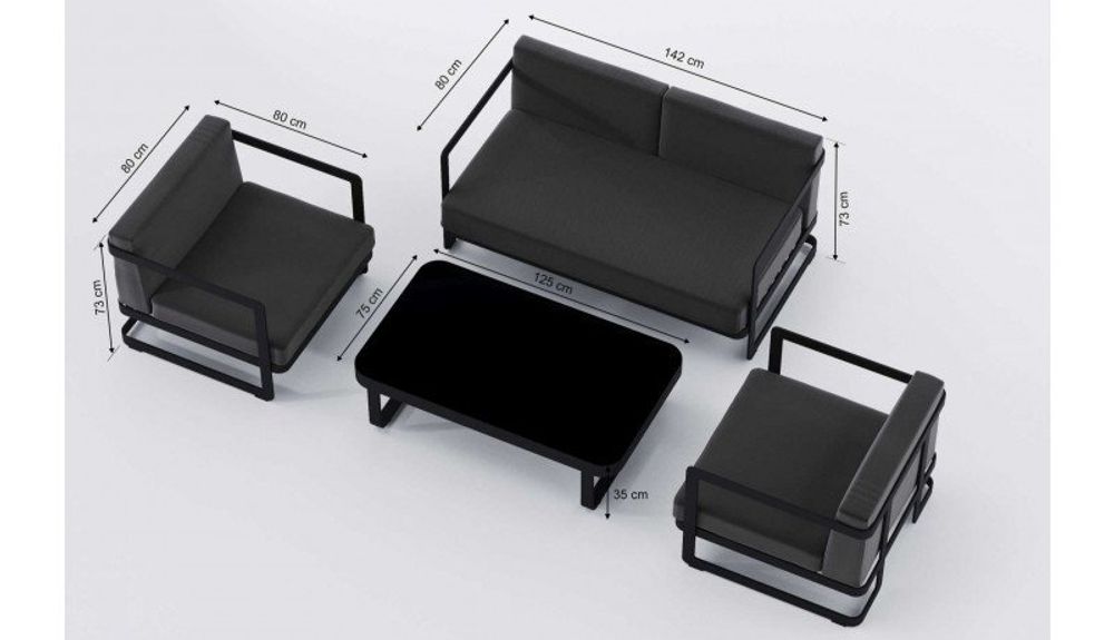 Villino, набор антрацит/антрацит, алюминий