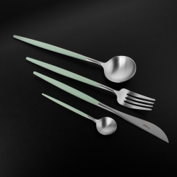 Набор столовых приборов на 6 персон 24 предмета Cutipol Goa matte celadon в подарочной упаковке