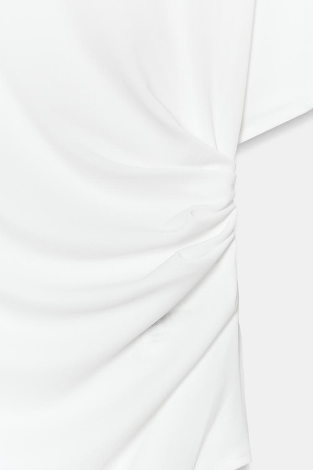 ZARA ТОП АСИММЕТРИЧНОГО КРОЯ СО СБОРКАМИ, ЖЕЛТОВАТО-БЕЛЫЙ