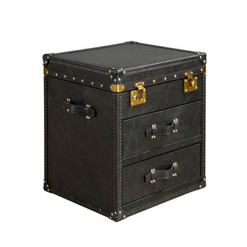 Черный кожаный столик-чемодан 7184