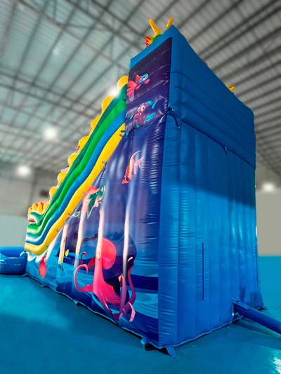 Коммерческий надувной батут-горка с бассейном «Спуск Дракона», 13*6*7,5 м