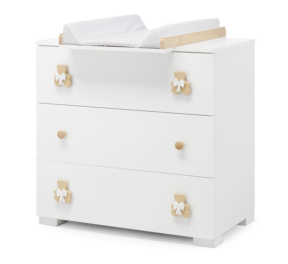 Тумба-комод с пеленальным столом Erbesi Dudu белый/натуральный
