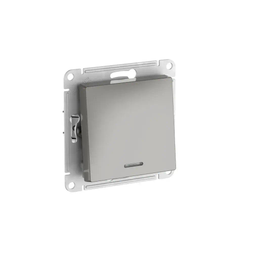 ATLASDESIGN 1-клавишный ПЕРЕКЛЮЧАТЕЛЬ с подсветкой, сх.6а, 10АХ, мех., быстрозажим. клем., СТАЛЬ