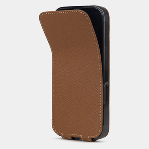 Чехол iPhone 16 Pro Max натуральная кожа сафьяно, цвета карамель