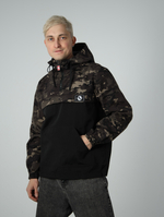 Анорак мужской без утеплителя Город Горький легкий черный камуфляж ягель