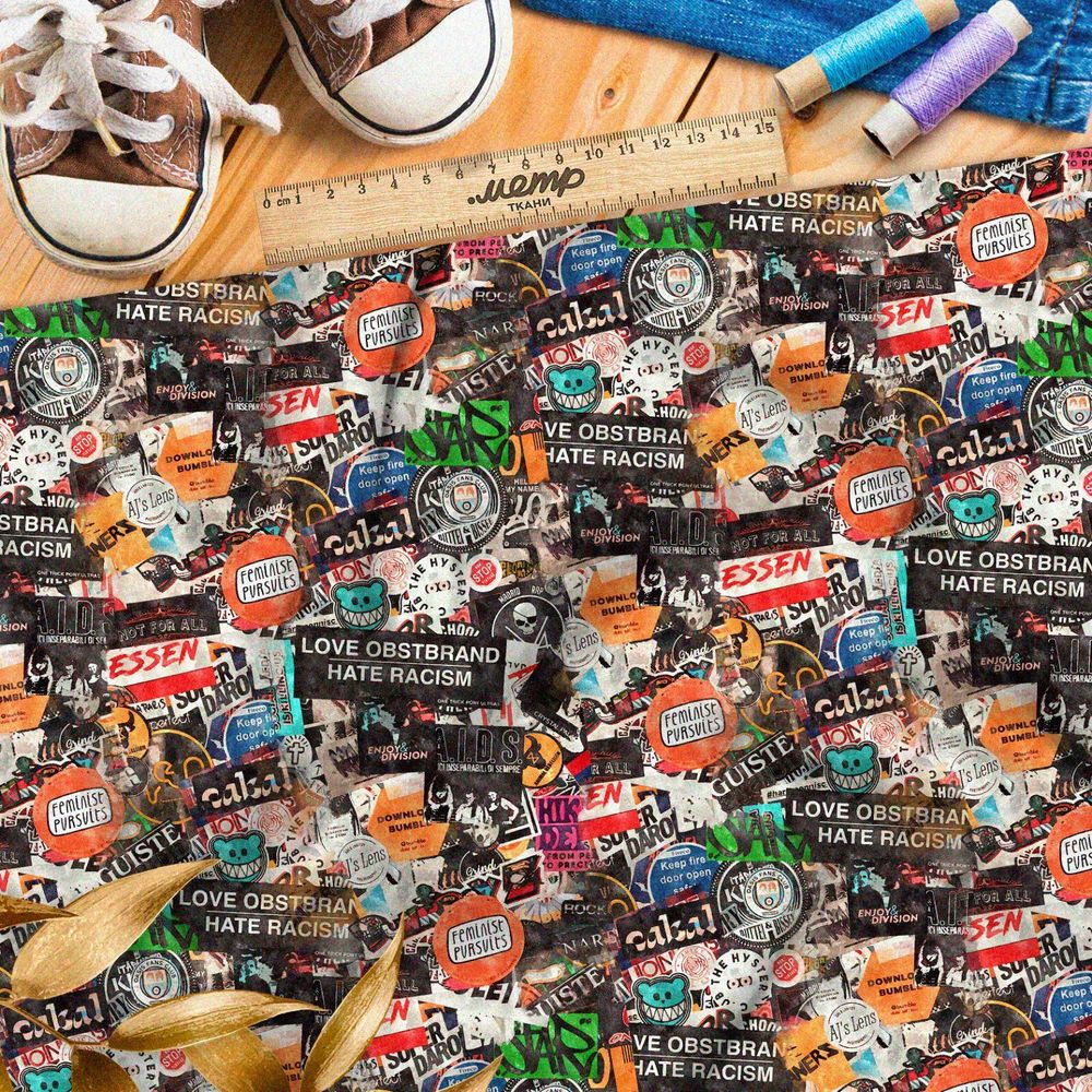 Ткань кулирная гладь митингующие лозунги