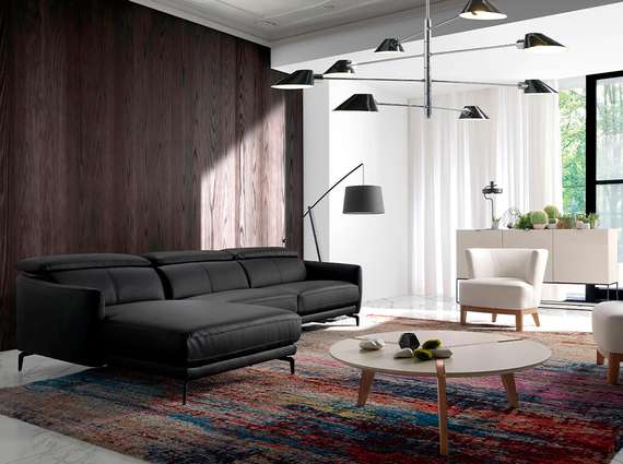 Диван угловой Angel Cerda 5359-L, черная кожа