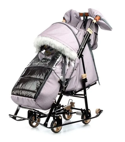 Санки-коляска galaxy glory gloss лен пудровый(розовый)