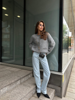 Кардиган с кантом серый