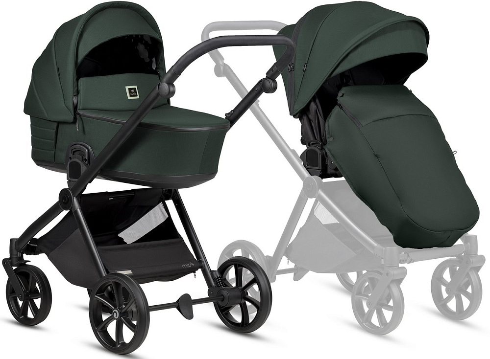 Детская коляска Tutis Mio 3 Plus Essential New 4 в 1 с автокреслом Beno Beige и базой 1622240 Pacific Green