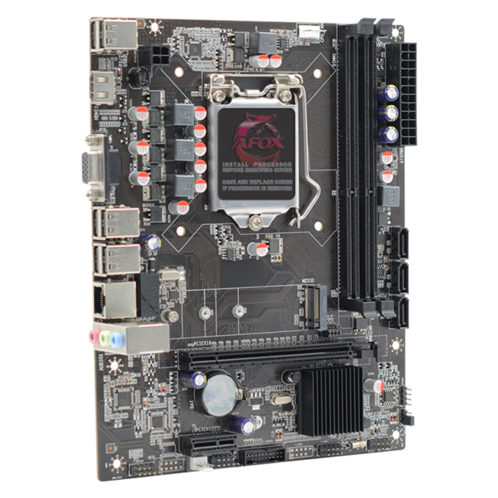 Материнская плата AFOX IH61-MA5-V6, Socket1155, mATX, Retail, 2xDDR3, PCIe2.0, 1xM.2, 100LAN, 8xUSB2, 2xUSB3, CPU TDP 95Вт, VGA, HDMI