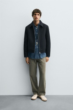 ZARA КУРТКА С ЗАСТЕЖКОЙ-МОЛНИЕЙ, МОРСКОЙ СИНИЙ