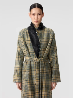 Пальто-халат с воротником из пайеток OLA OLA