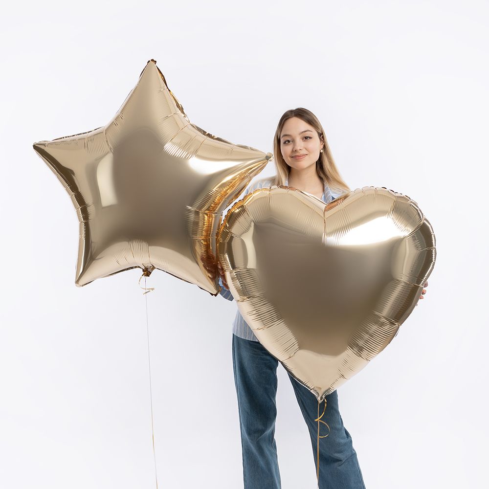 Шар (36''/91 см) Сердце, Шампань, 1 шт. в уп.