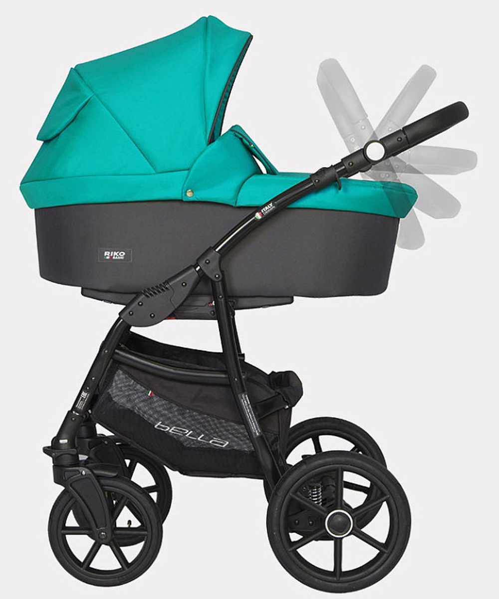 Детская коляска Riko Basic Bella 2 в 1 03 серый-малахит