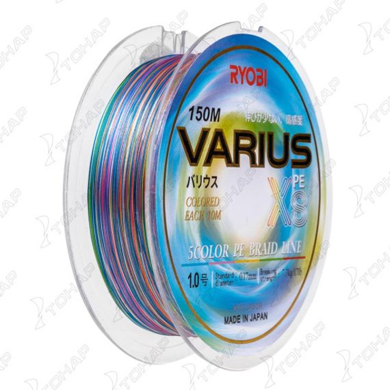 Шнур VARIUS PE8X-150MI 1.0# Multi Colour 0,165мм Ryobi
