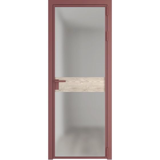 Алюминиевая дверь 6AG красный антрацит остеклённая со вставкой